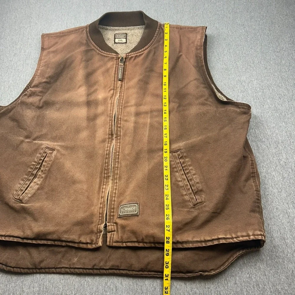 CE Schmidt Full Zip Sherpa Lined Canvas Vest Mens 3XL Brown Outdoor Workwear - Picture 8 of 16